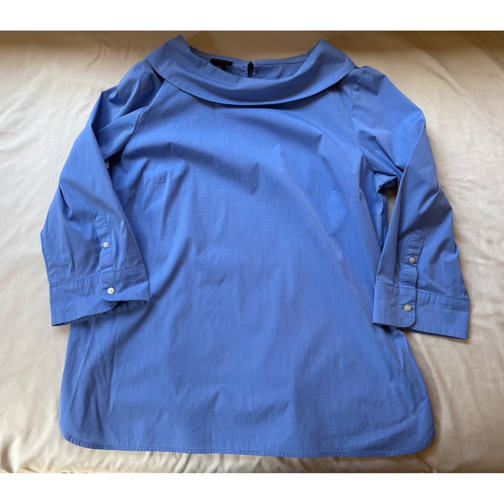 Talbots Womens Sabrina Blue Portrait Collar 3/4 Sleeve Cotton Blend Size L - Picture 7 of 8